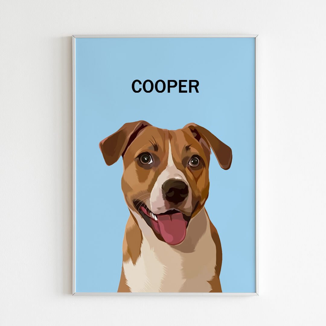 Illustrativ Kæledyrsportræt - Lyseblå