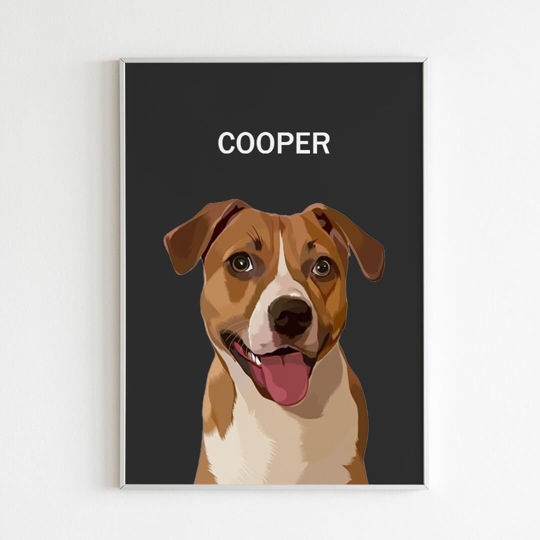 Illustrativ Kæledyrsportræt - Mørkegrå